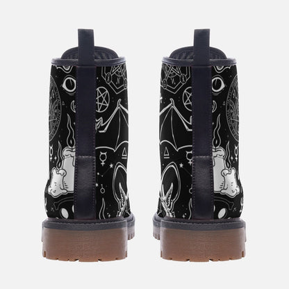 Occult Goth Boots Black Zodiac Lace Up Witchcore Tarot Style Ankle Footwear