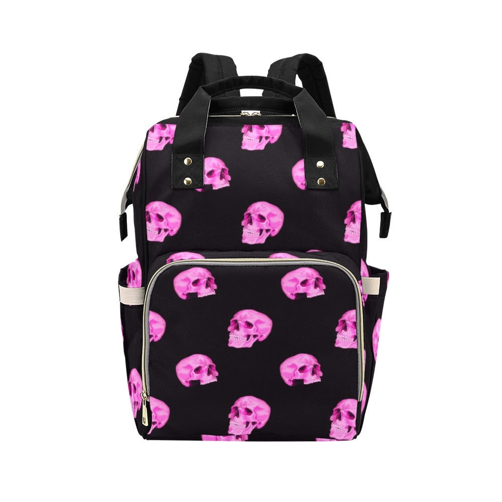 Pink Skull Diaper Backpack, Gothic Mom Essentials, Alternative Baby Bag, Punk Nursery Tote, Edgy Baby Shower Gift, Pastel Goth Mom Gear