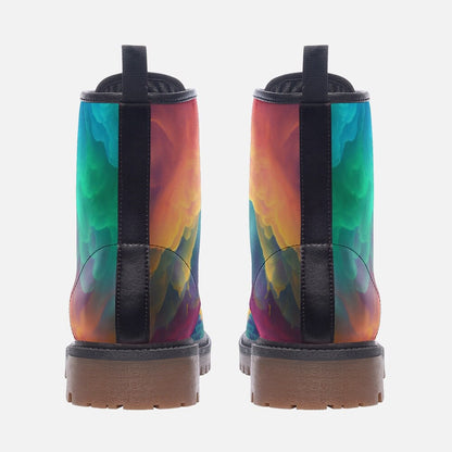 Pastel Rainbow Vegan Leather Combat Boots, Platform, Festival