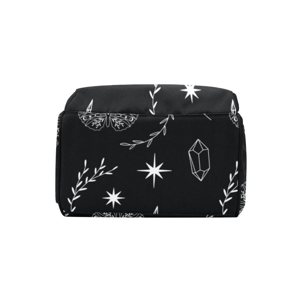 Celestial Butterfly Backpack, Witchy Crystal Diaper Bag, Gothic Occult Accessory, Dark Fairycore Organizer, Mystical Mom Backpack,Moon Magic