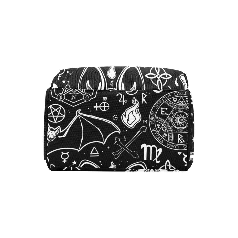 Occult bat backpack, astrology diaper backpack, witchcraft baby changing bag, esoteric mom travel bag, mystical occult school backpack
