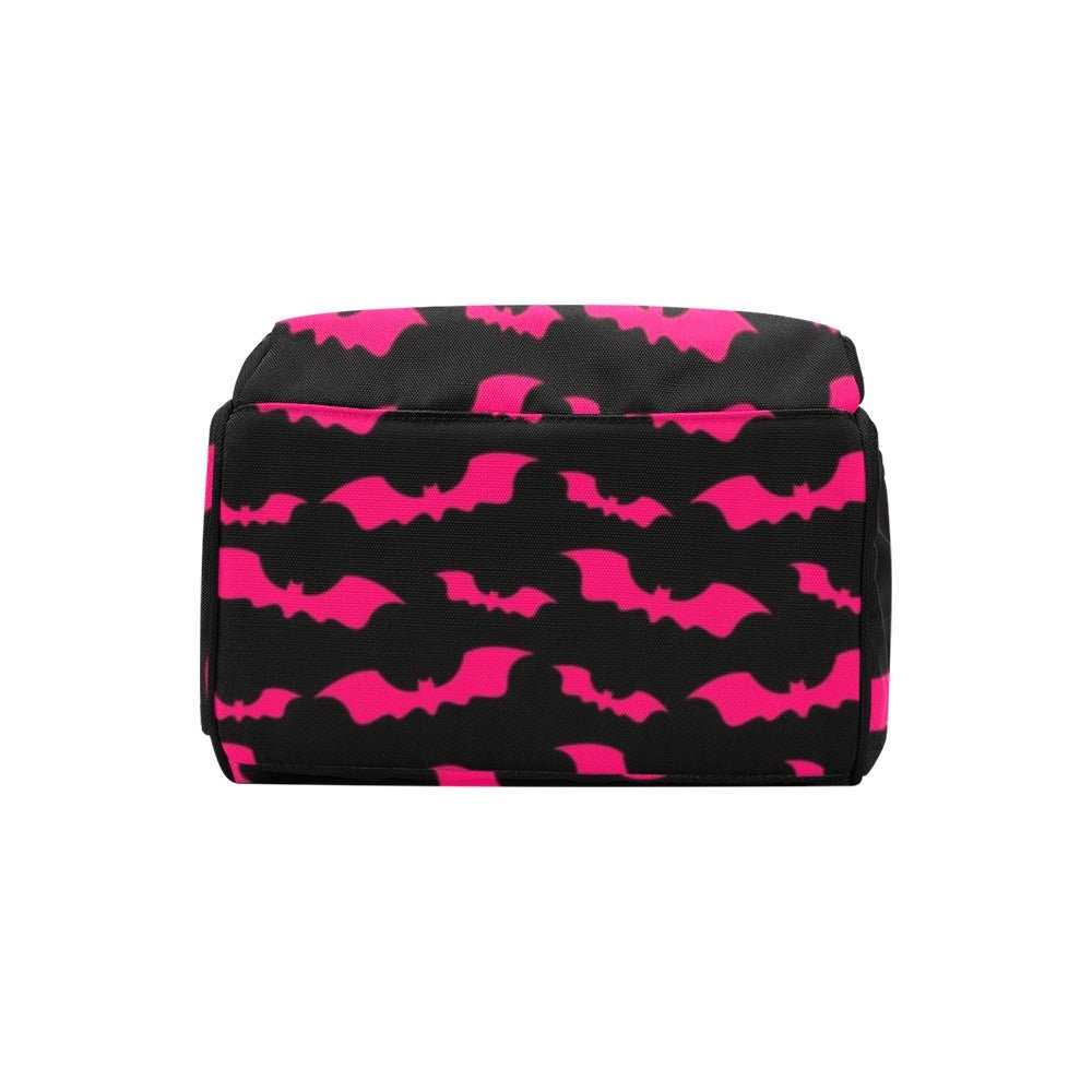 Spooky Pink Bat Diaper Bag, Gothic Halloween Backpack Purse, Creepy Cute Baby Gear,Alternative Witchcore Mom Bag,Fun Horror Themed Organizer