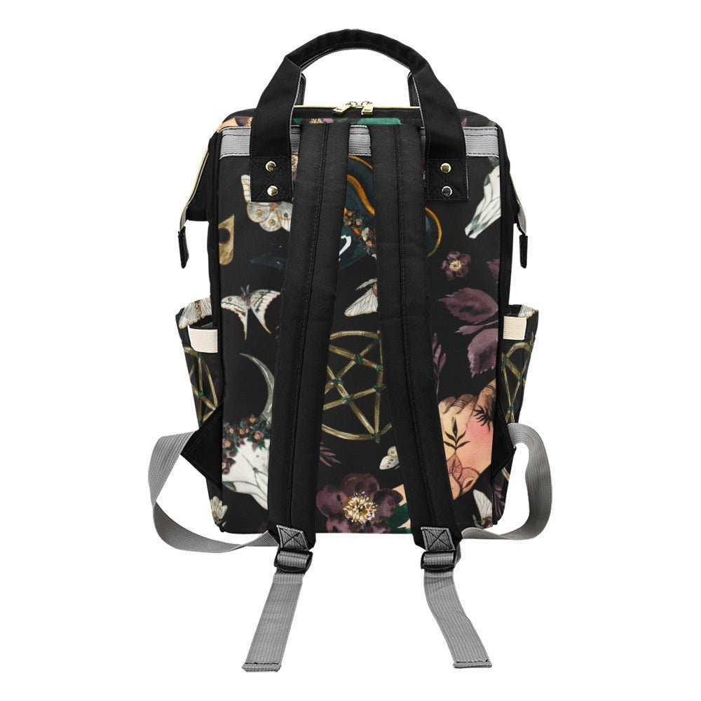 Pentagram Witchy Bag, Dark Moth Backpack, Gothic Diaper Bag, Occult Baby Gift,Witchcraft Mom Gift, Dark Fairycore Bag,Celestial Mom Backpack