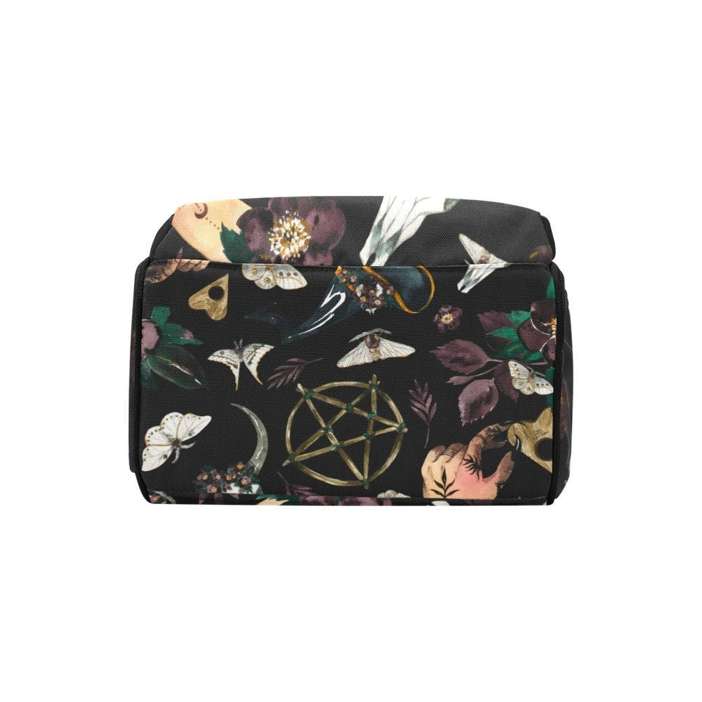 Pentagram Witchy Bag, Dark Moth Backpack, Gothic Diaper Bag, Occult Baby Gift,Witchcraft Mom Gift, Dark Fairycore Bag,Celestial Mom Backpack