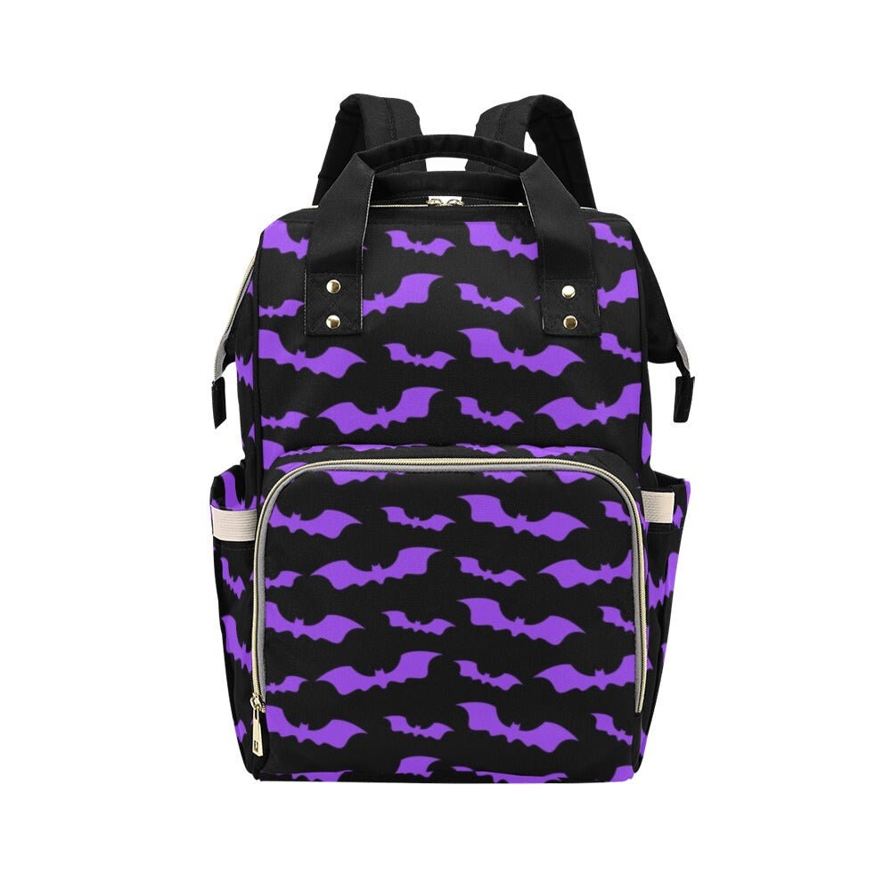 Bat Print Diaper Backpack, Pastel Goth Baby Bag