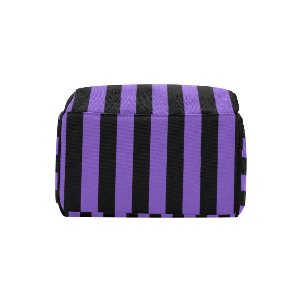 Purple Striped Backpack, Gothic Diaper Tote, Alternative Mom Gear, Witchy Organizer Bag, Spooky Cute Baby Gift, Pastel Goth Mom, Goth Style