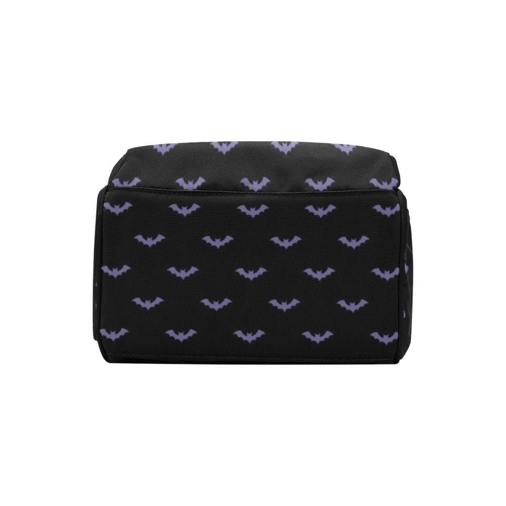 Gothic Bat Backpack, Witchy Diaper Bag, Dark Fairycore Organizer, Spooky Festival Accessory, Moody Mom Backpack, Vintage Goth Bat Print