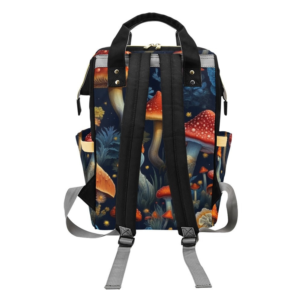 Mushroom forest backpack, enchanted fungi diaper bag, cottagecore mushroom travel backpack,fantasy woodland school satchel,fairycore mom bag