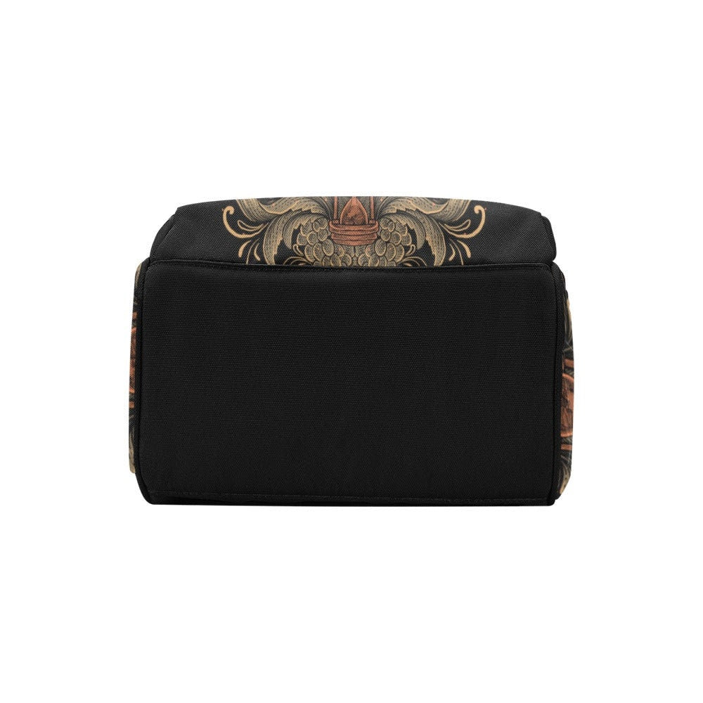 Demon Skull Occult Backpack with Gothic Bone Print, Travel Bag for Everyday, Festival Use