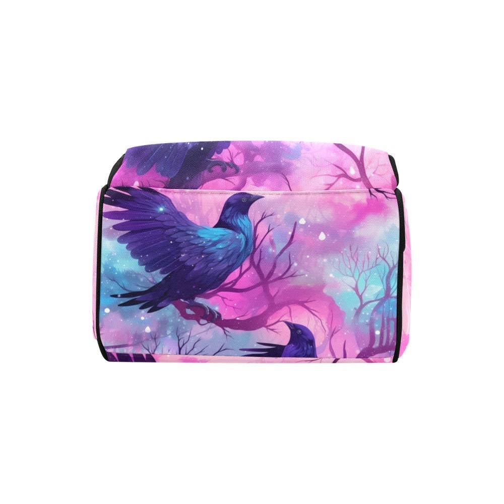 Raven Magic Backpack with Gothic Bird Print, Witchy Festival Bag for Everyday Travel