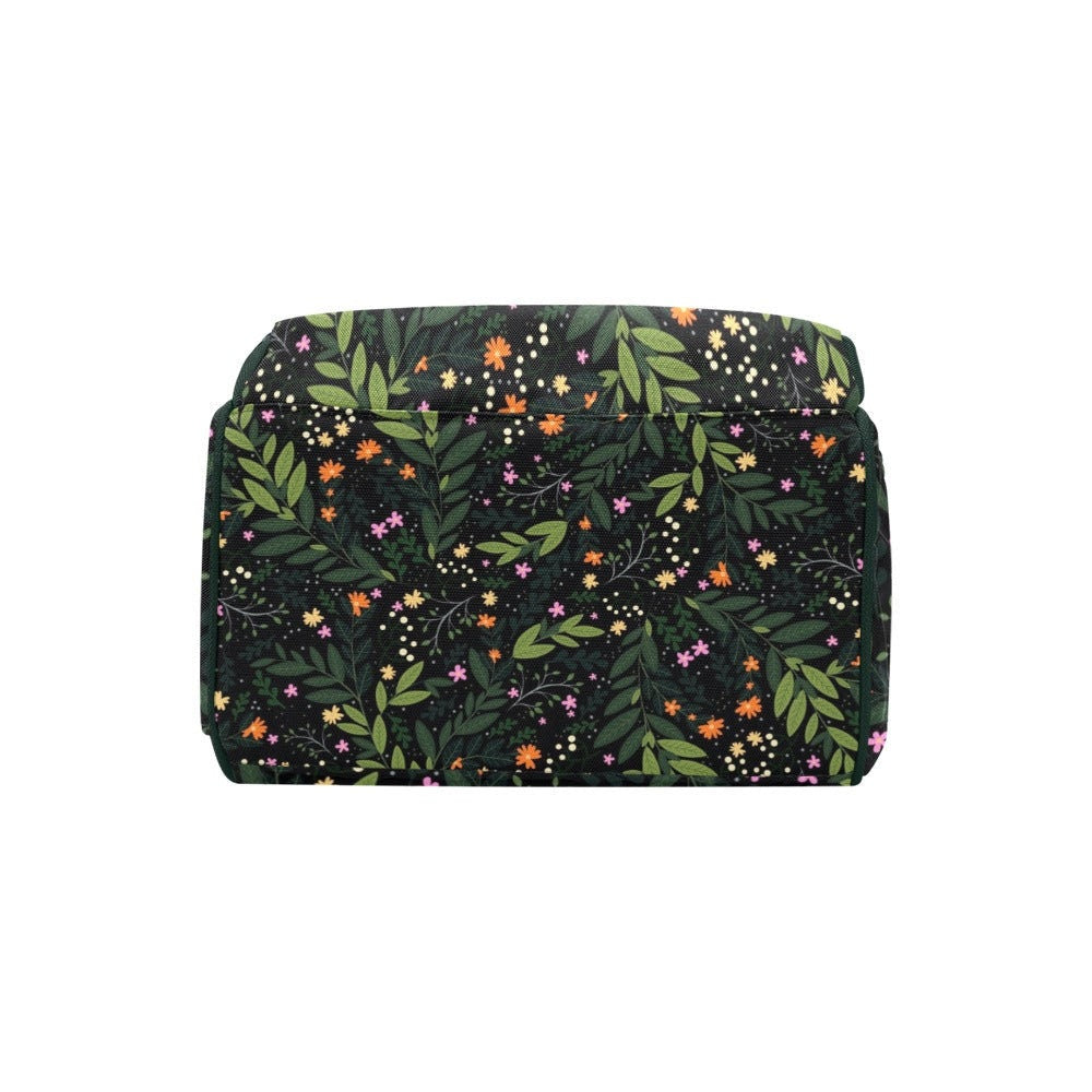 Dark Floral Backpack Diaper Bag, Forest Botanical Mom Gear, Cottagecore Baby Organizer, Woodland Flowers Bag, Boho Nature Mom Gift, Mom Pack