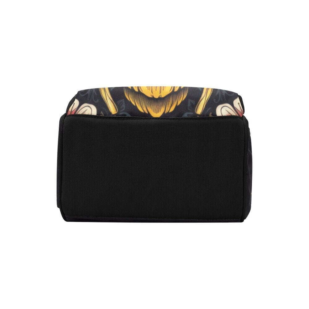 Golden Bee Backpack, Botanical Insect Diaper Bag, Dark Cottagecore Mom Bag, Vintage Bee Print, Boho Nature Backpack, Whimsical Organizer Bag