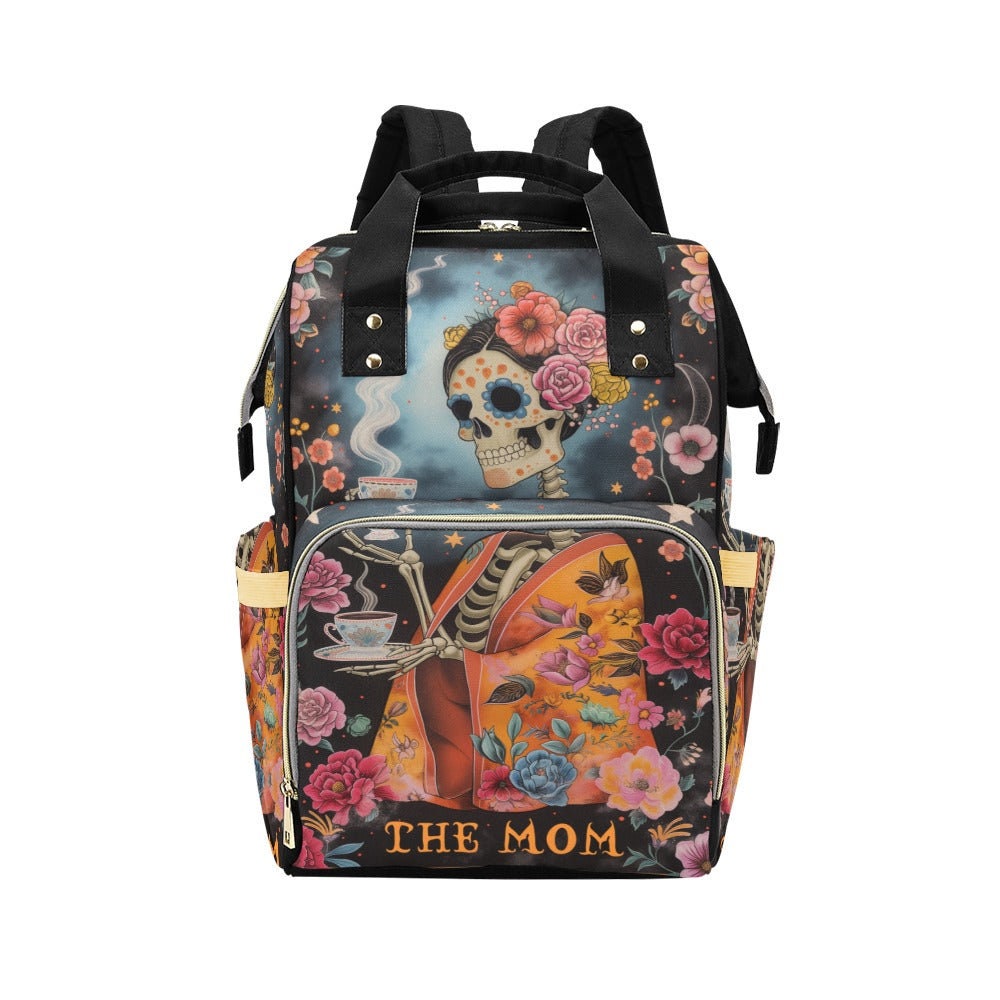 Skeleton Tea Mom Backpack: Witchy Halloween Diaper Bag