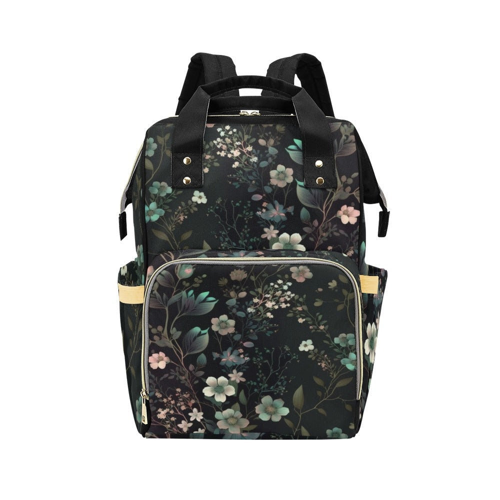 Dark Floral Backpack, Botanical Laptop Backpack, Nature Print Bag