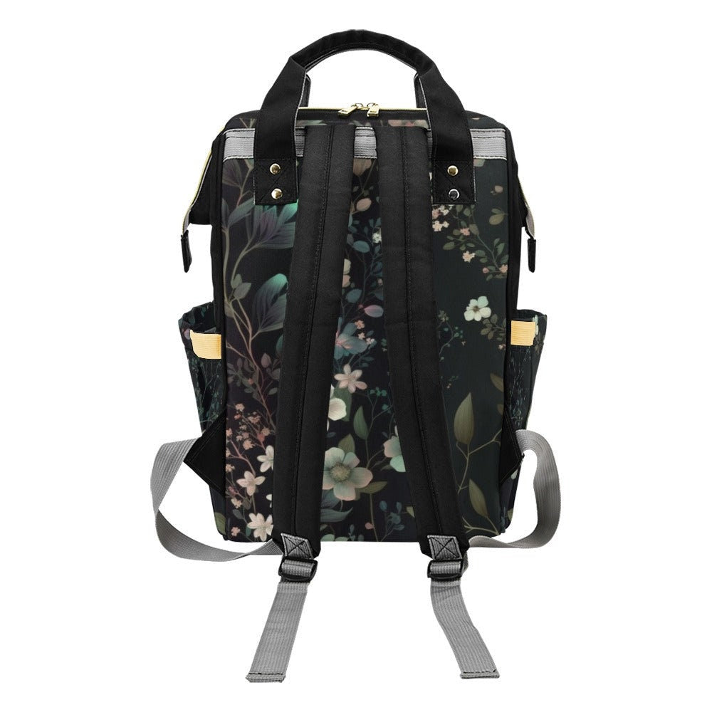 Dark Floral Backpack, Botanical Laptop Backpack, Nature Print Bag