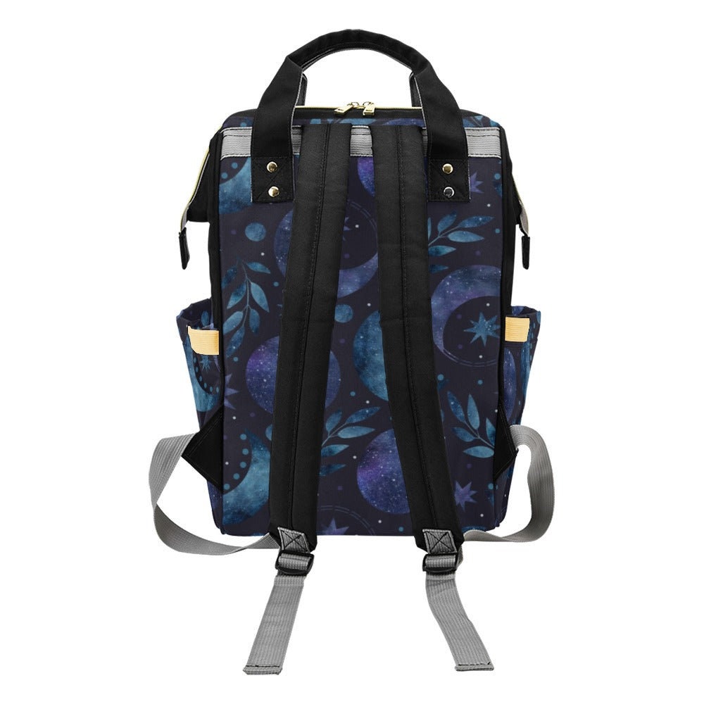 Mystical Blue Moon Backpack, Celestial Galaxy Bag, Witchy Diaper Bag, Cosmic Mom Organizer, Space Lover Gift, Dark Academia, Astrology Bag