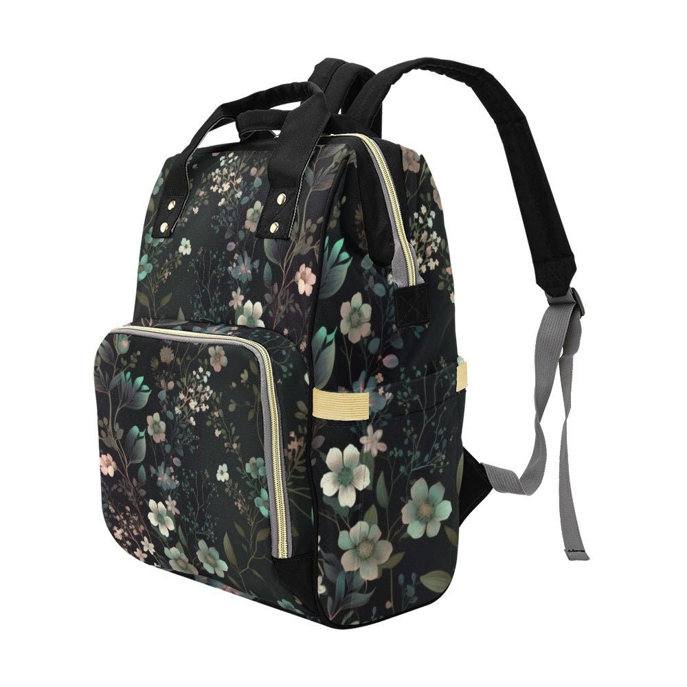 Dark Floral Backpack, Botanical Laptop Backpack, Nature Print Bag