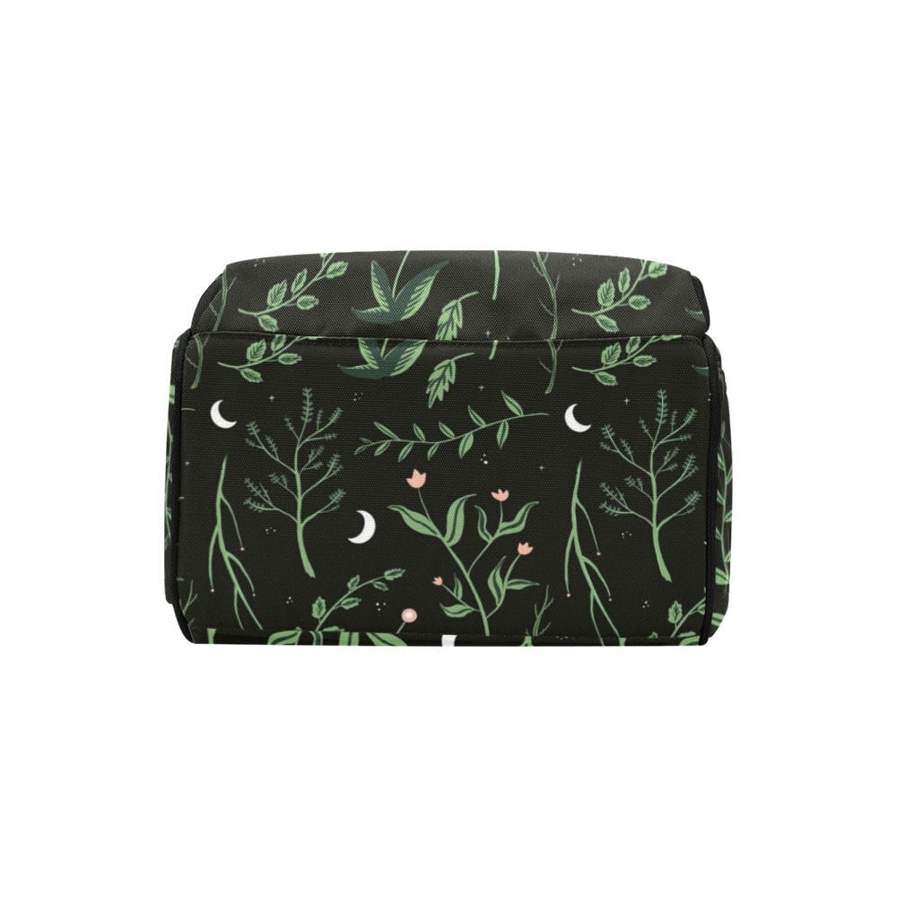 Botanical moon phases backpack, witchy diaper bag for moms, celestial plant print travel bag,cottagecore nature backpack,mystical school bag