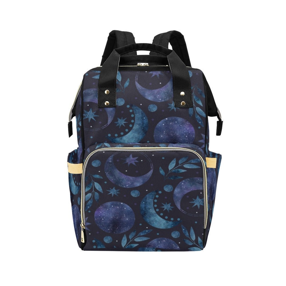 Mystical Blue Moon Backpack, Celestial Galaxy Bag, Witchy Diaper Bag, Cosmic Mom Organizer, Space Lover Gift, Dark Academia, Astrology Bag