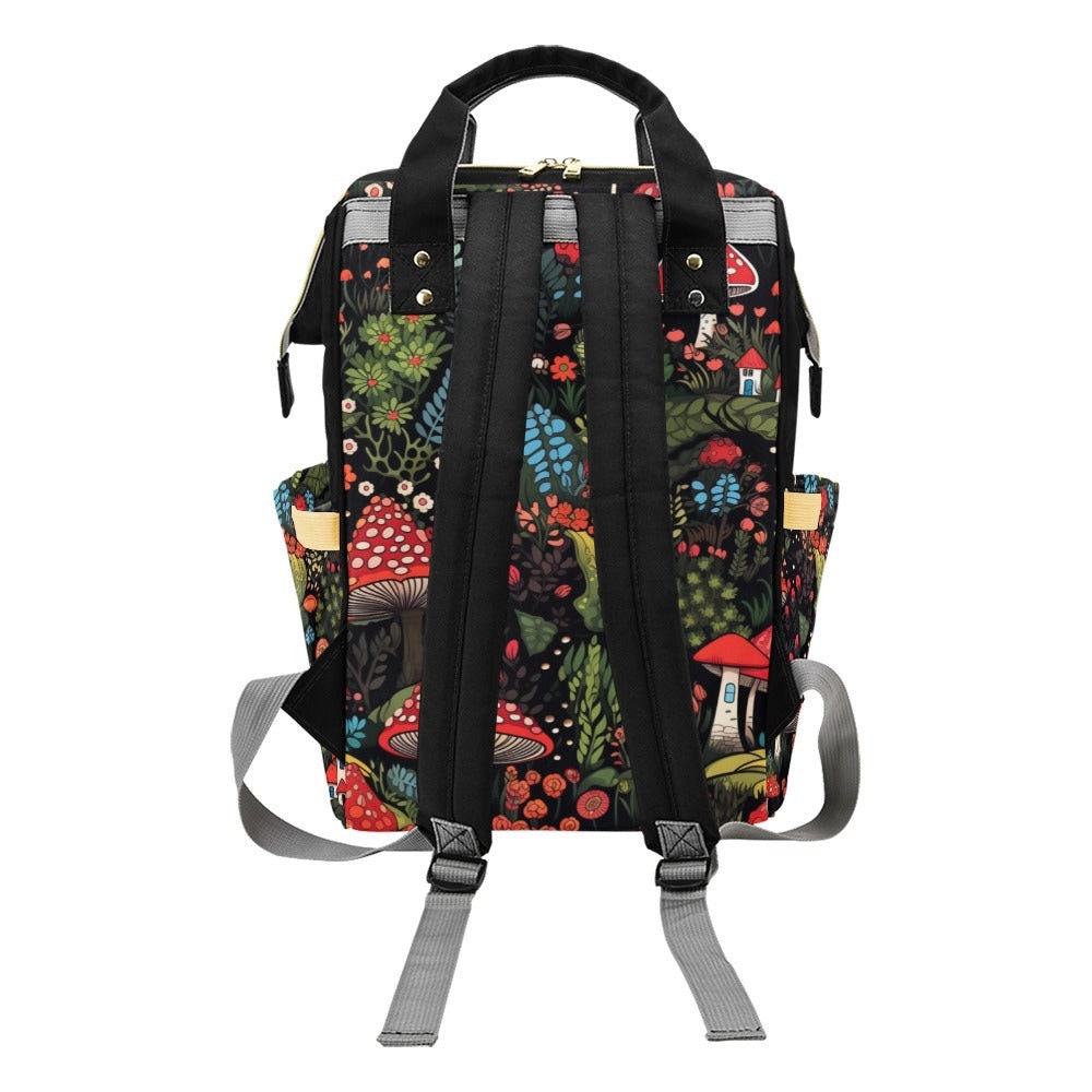Dark Mushroom Backpack, Witchy Diaper Bag, Fairycore Mom Organizer, Cottagecore Baby Gear, Woodland Nature Bag, Forest Witch Gift, Goth Tote