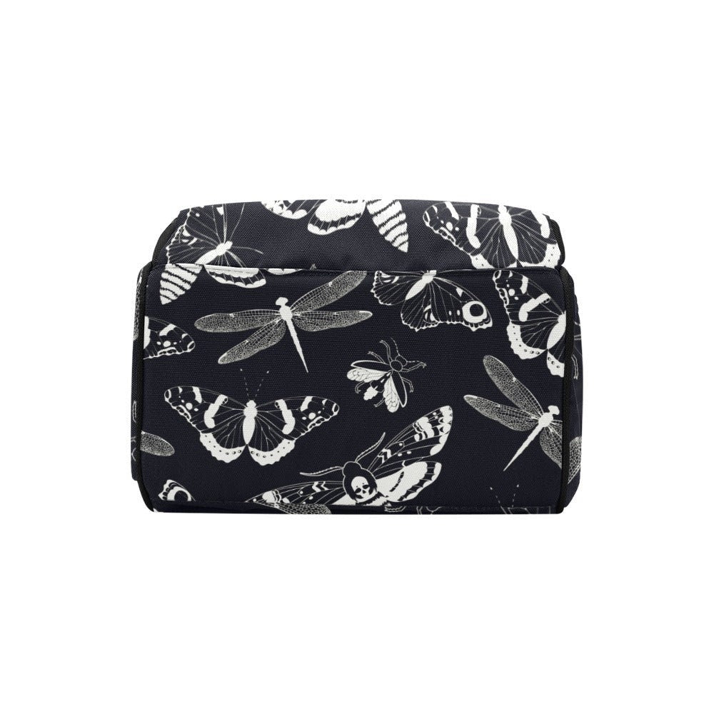 Black & White Moths Backpack: Witchy Academia Diaper Bag