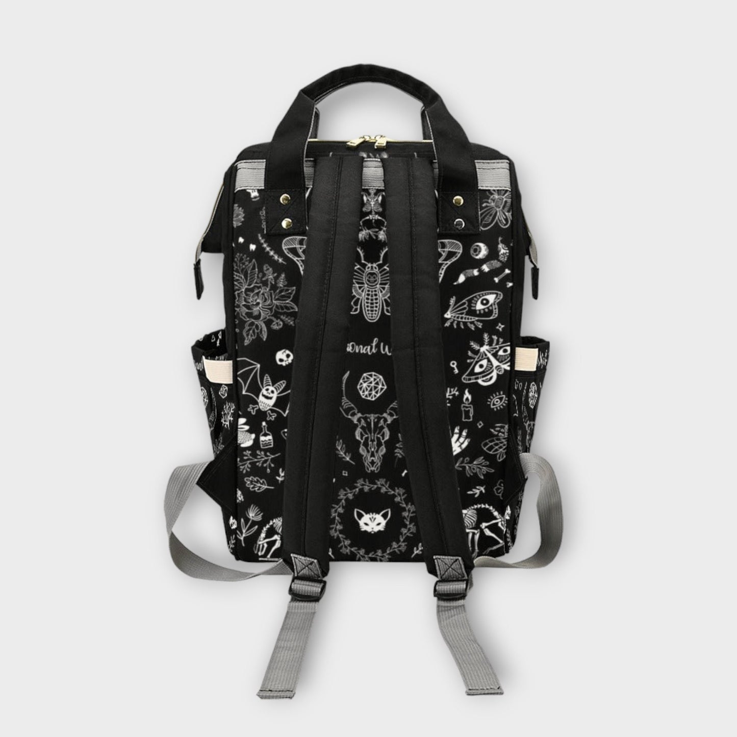 Goth Moth Diaper Bag Backpack Celestial Witchy Goth Baby Shower Gift Idea Insulated Travel Bottle Cooler Boho Moms Dads New Parents Newborn