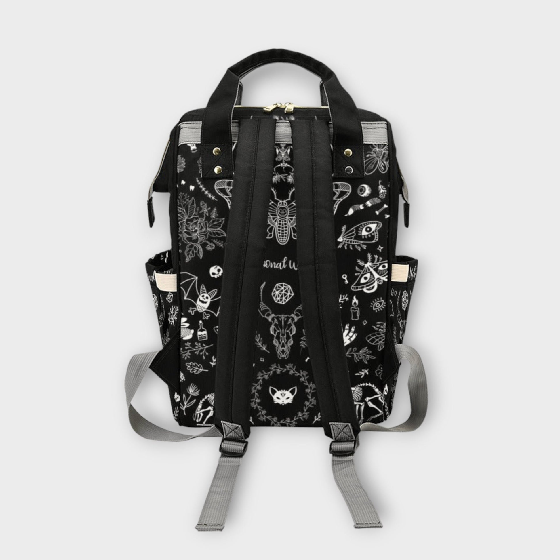Goth Moth Diaper Bag Backpack Celestial Witchy Goth Baby Shower Gift Idea Insulated Travel Bottle Cooler Boho Moms Dads New Parents Newborn