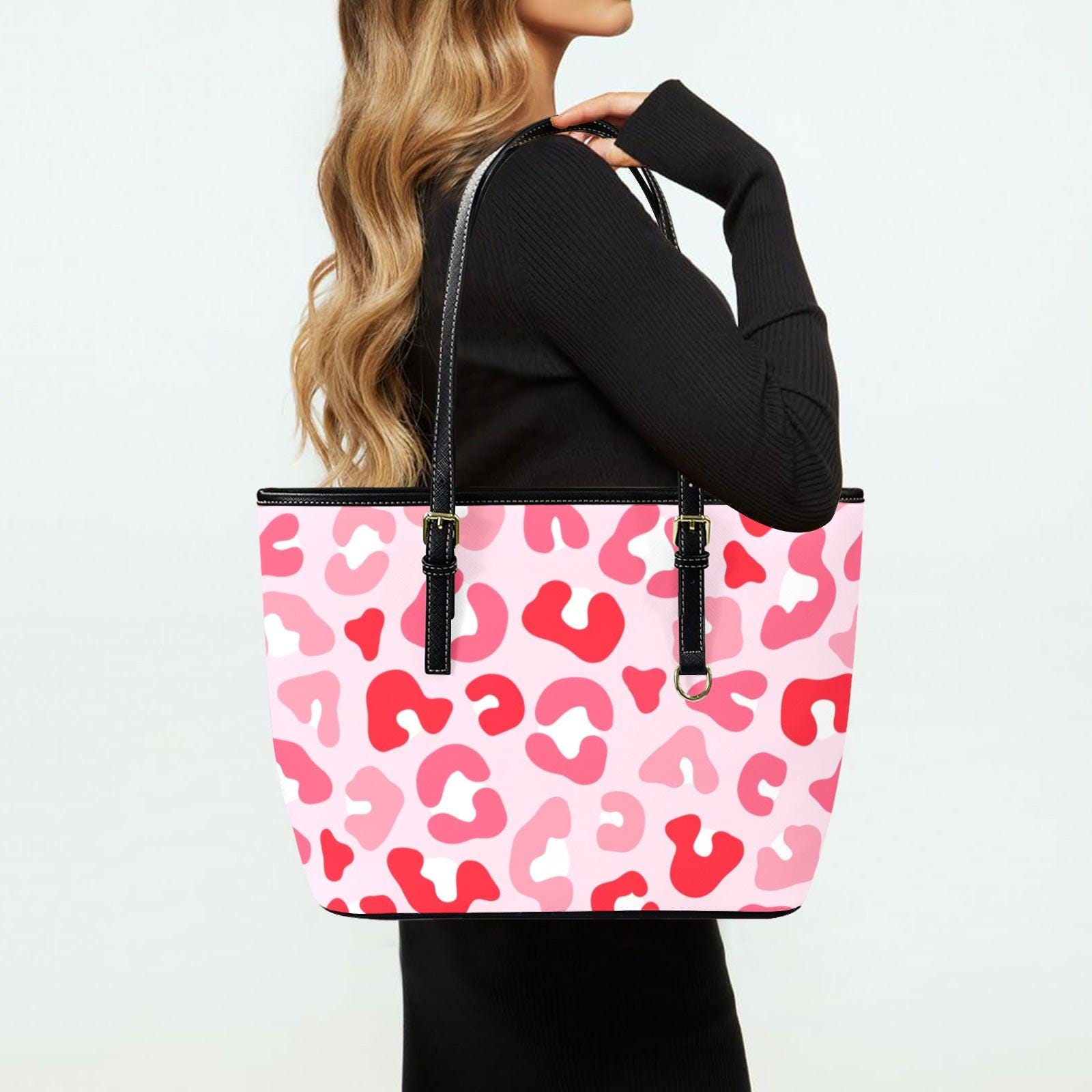 Pink Leopard Tote Bag, Preppy Beach Bag, Poolside Carryall, Everyday Shoulder Purse