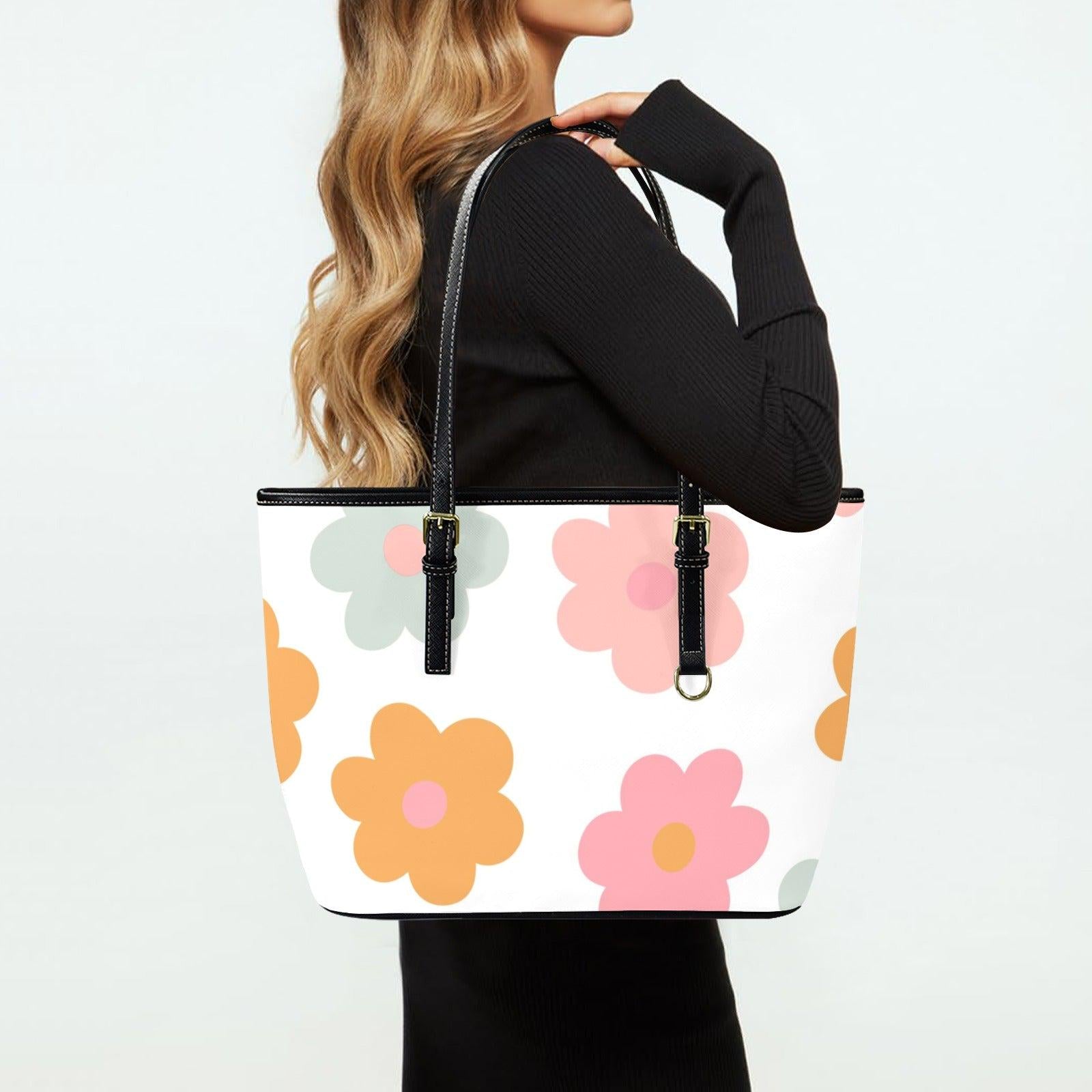 Floral Beach Tote Bag, Pastel Daisy Shoulder Bag, Cute Summer Carryall Purse