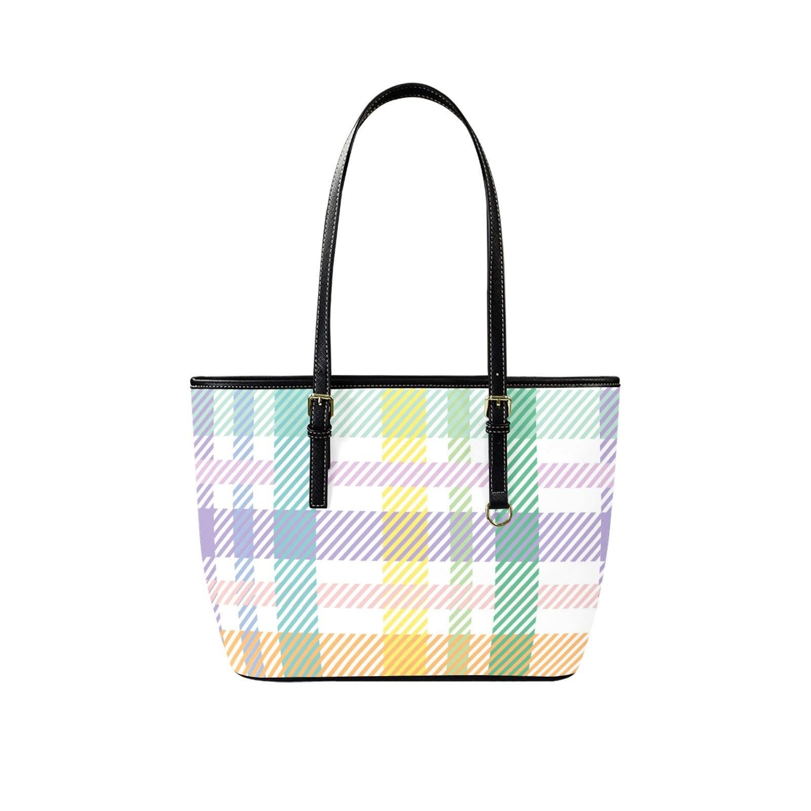 Pastel Plaid Tote Bag for Spring, Preppy Gingham Purse, Everyday Carryall