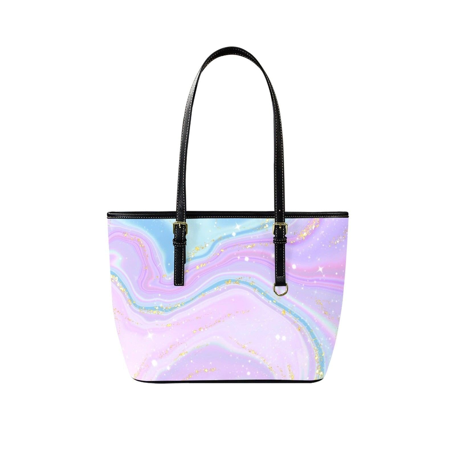 Pastel Marble Tote Bag, Lavender Swirl Purse for Fairycore Style and Everyday Carry