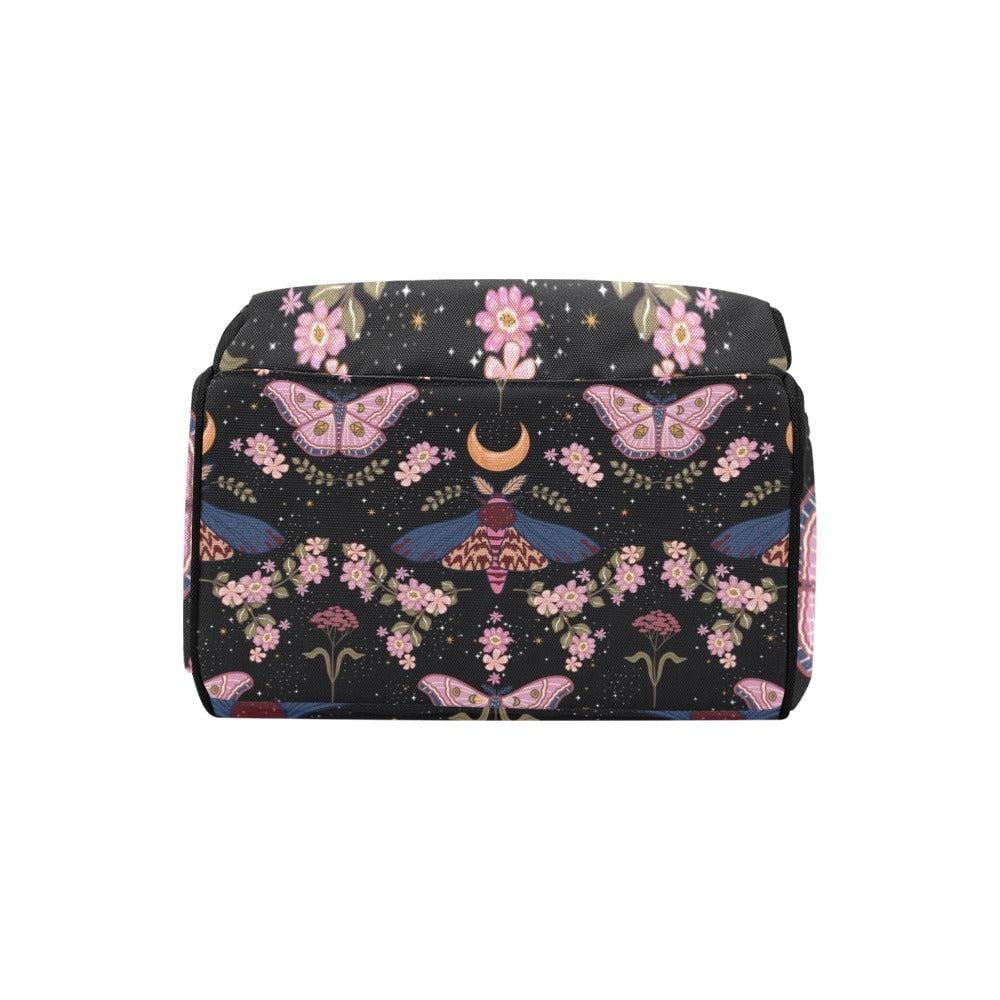 Moth Moon Backpack, Witchy Diaper Bag for Magical Moms, Celestial Baby Backpack Organizer, Dark Fairycore Travel Bag,Mystical Goth Gift Idea