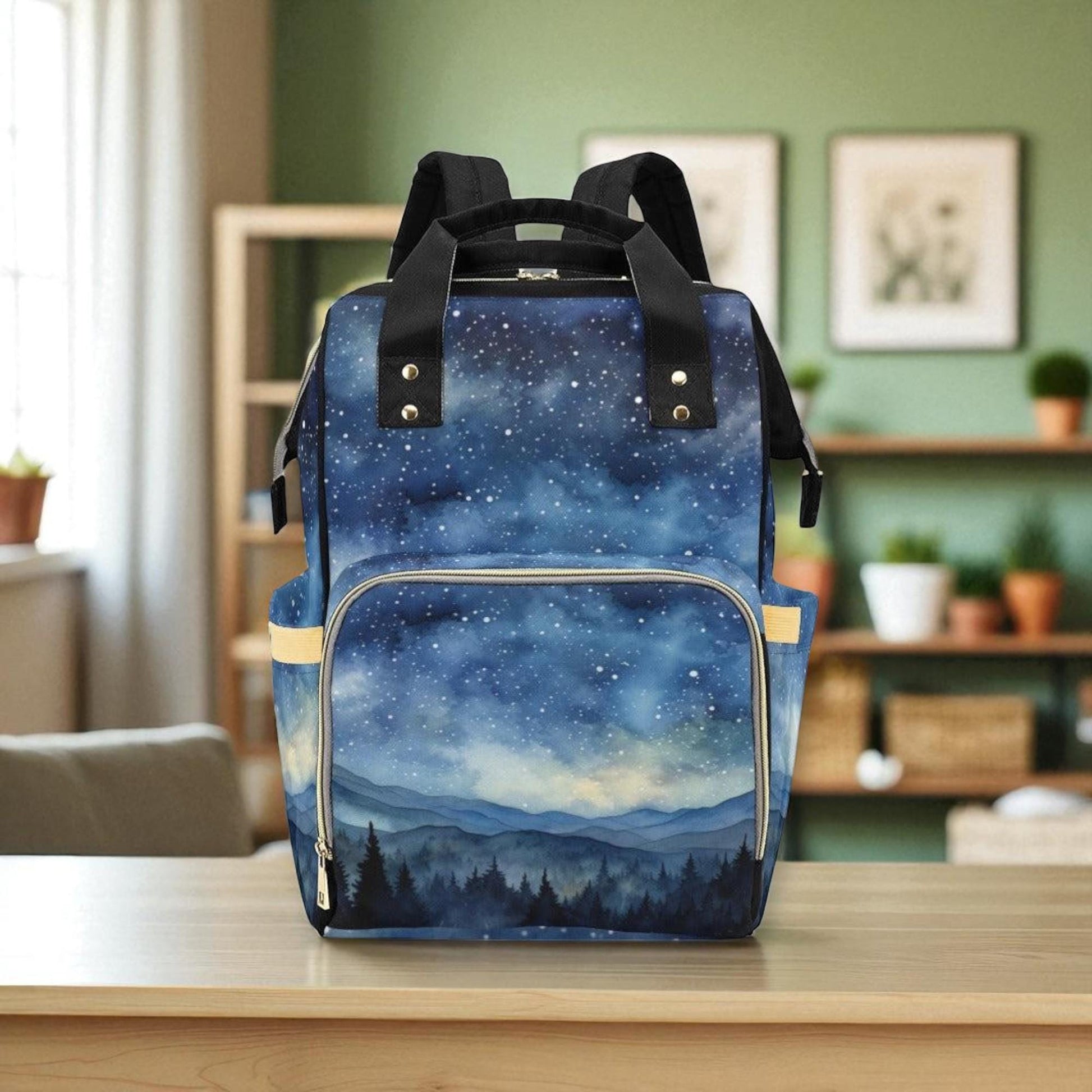 Night Sky Forest Backpack, Diaper Bag for Nature Moms, Mountain Starry Sky Baby Bag, Moody Landscape Organizer, Witchy Travel Gift for Her