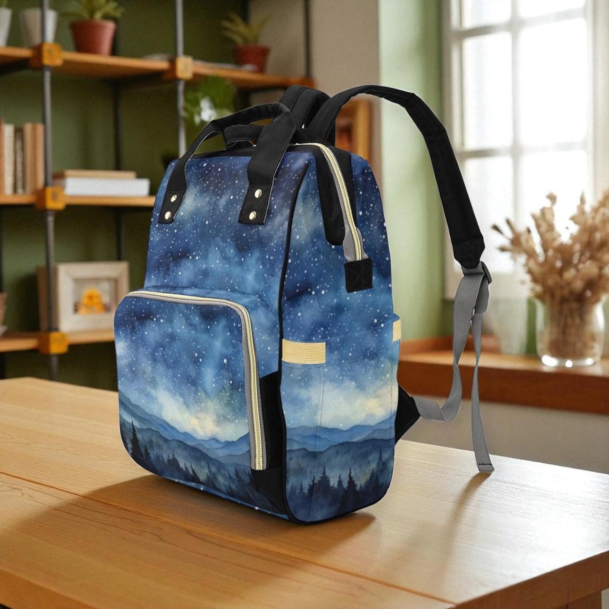 Night Sky Forest Backpack, Diaper Bag for Nature Moms, Mountain Starry Sky Baby Bag, Moody Landscape Organizer, Witchy Travel Gift for Her