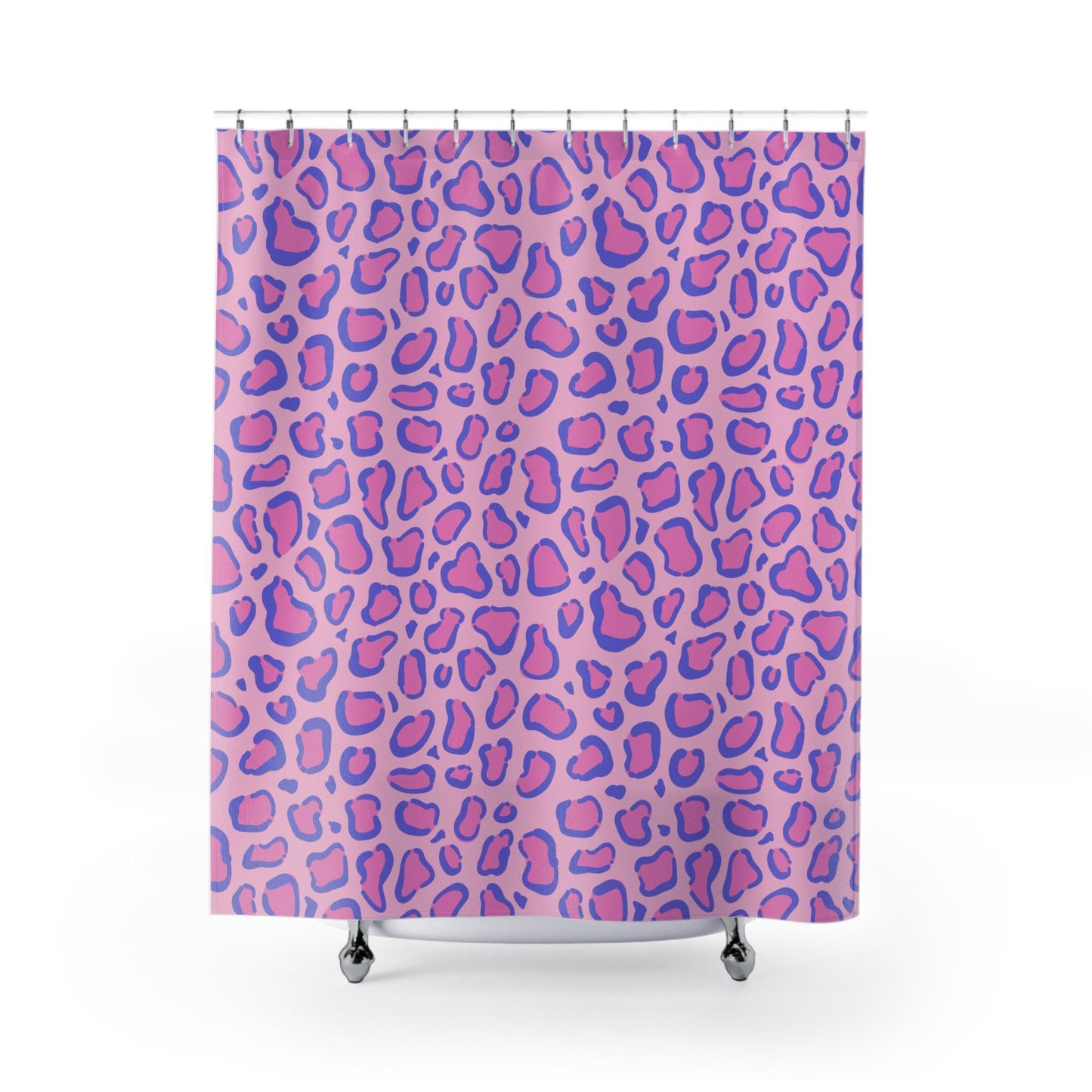 Pink Leopard Shower Curtain, Purple Cheetah Print Bathroom Decor, Funky Maximalist Bath