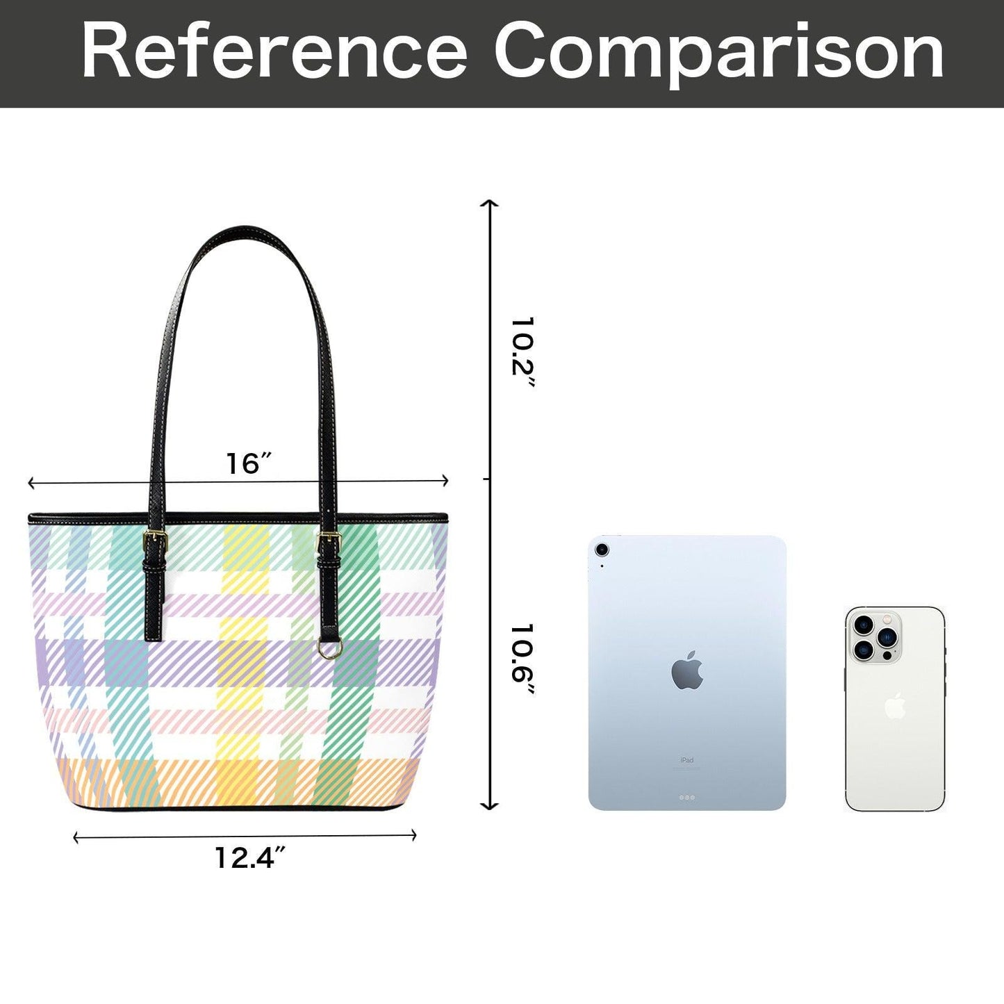 Pastel Plaid Tote Bag for Spring, Preppy Gingham Purse, Everyday Carryall