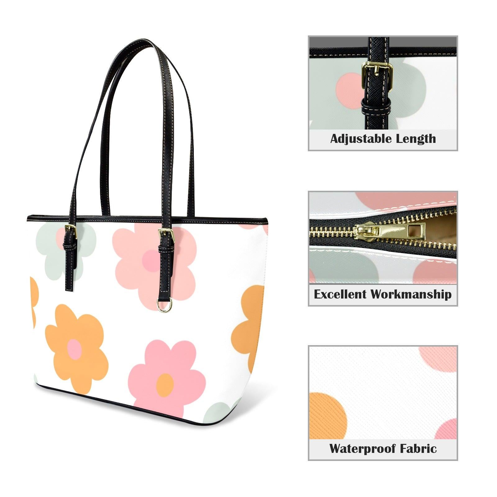 Floral Beach Tote Bag, Pastel Daisy Shoulder Bag, Cute Summer Carryall Purse