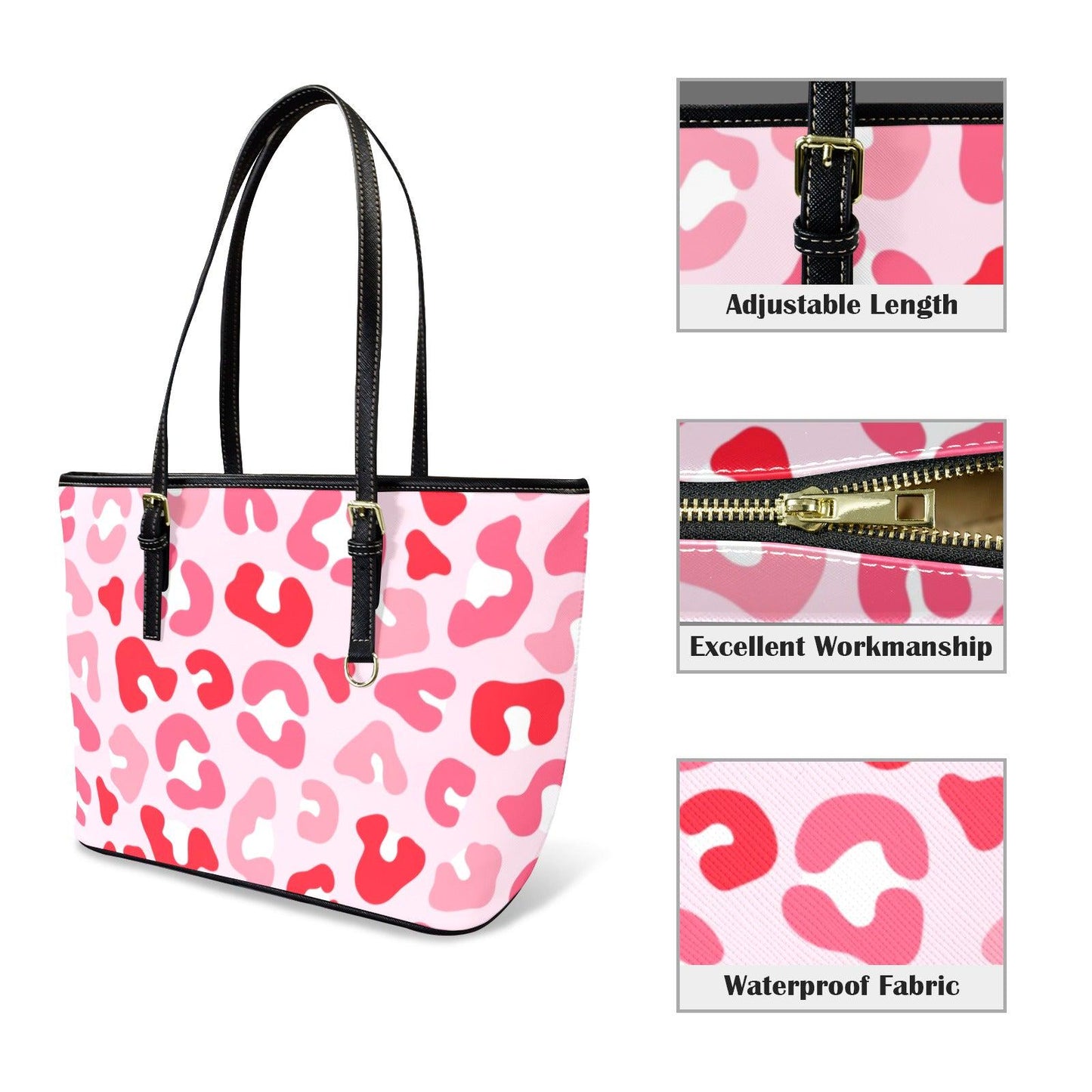Preppy Pink Cheetah Tote Purse, Coastal Carryall for Cruise Outfits and Weekend Getaways
