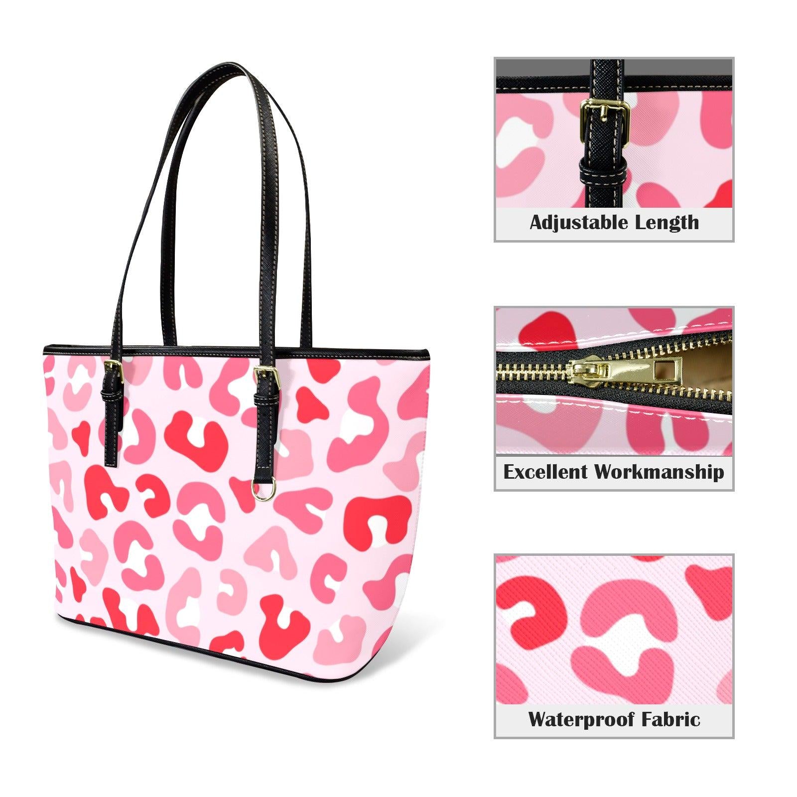 Preppy Pink Cheetah Tote Purse, Coastal Carryall for Cruise Outfits and Weekend Getaways
