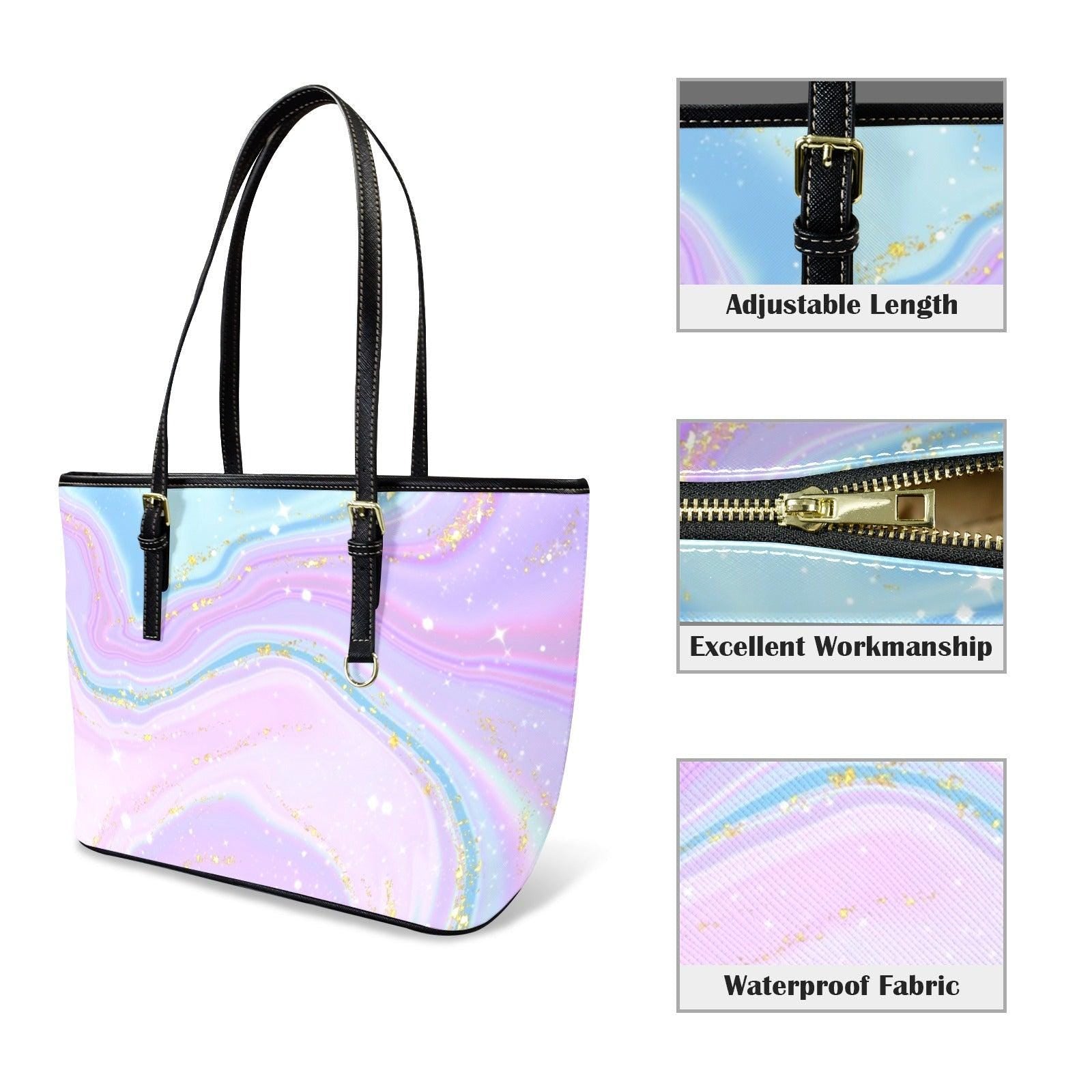 Pastel Marble Tote Bag, Lavender Swirl Purse for Fairycore Style and Everyday Carry