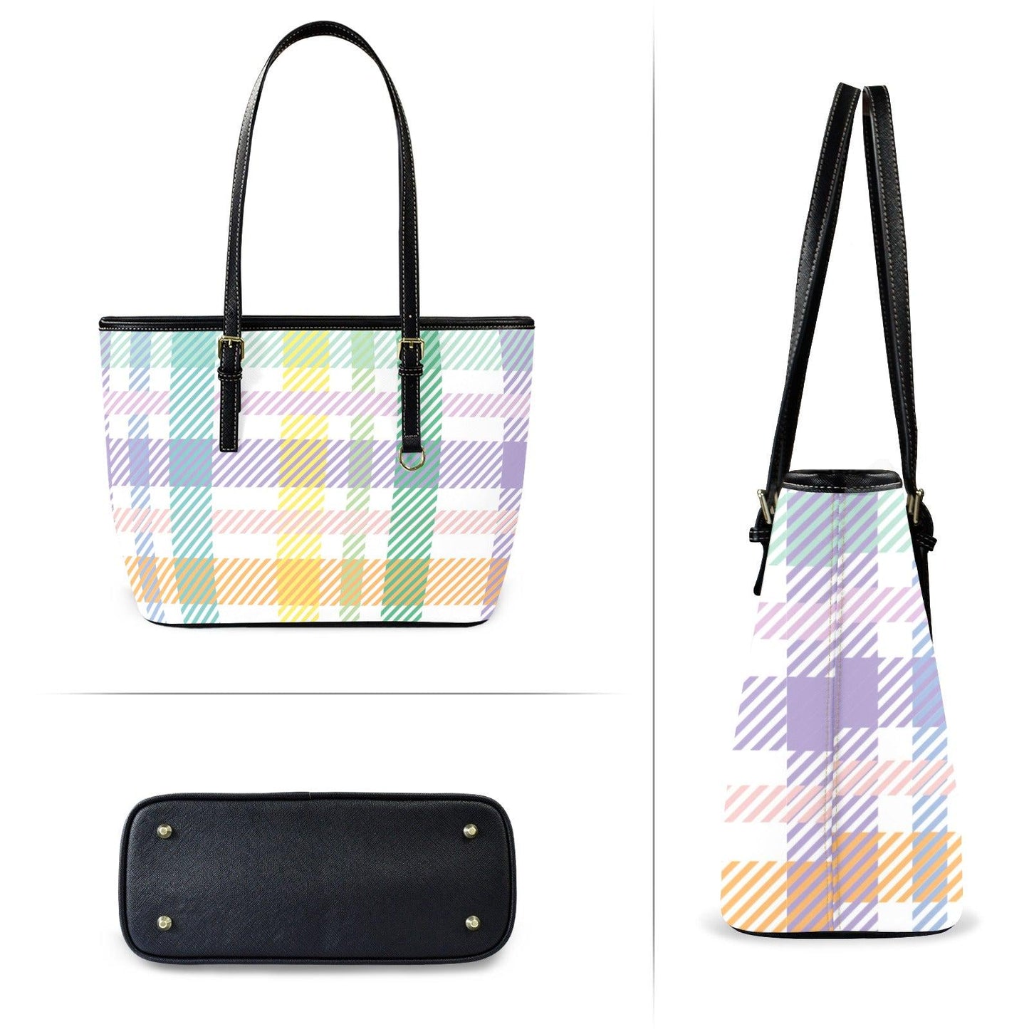 Pastel Plaid Tote Bag for Spring, Preppy Gingham Purse, Everyday Carryall