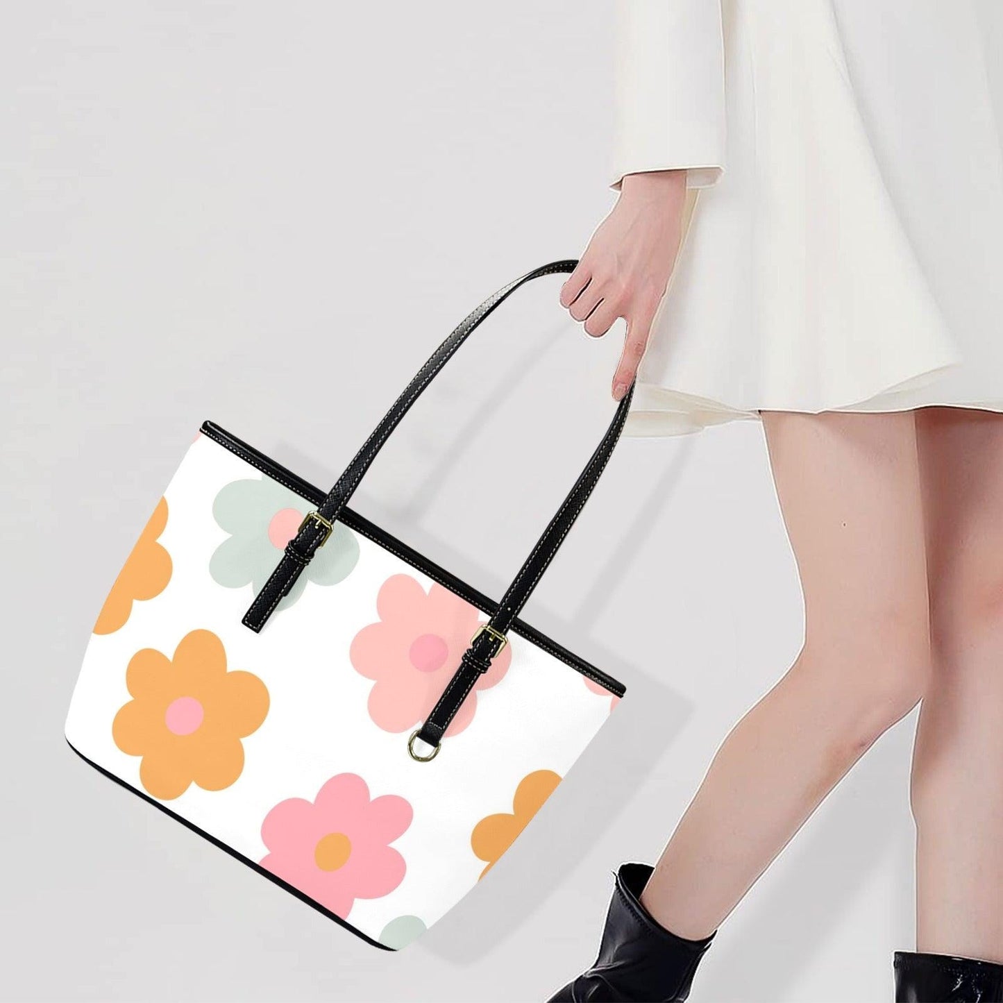 Floral Beach Tote Bag, Pastel Daisy Shoulder Bag, Cute Summer Carryall Purse