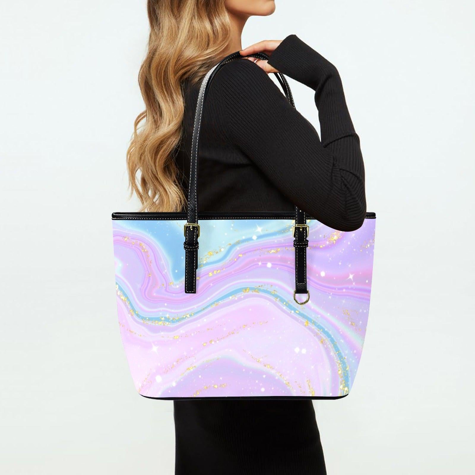 Pastel Marble Tote Bag, Lavender Swirl Purse for Fairycore Style and Everyday Carry