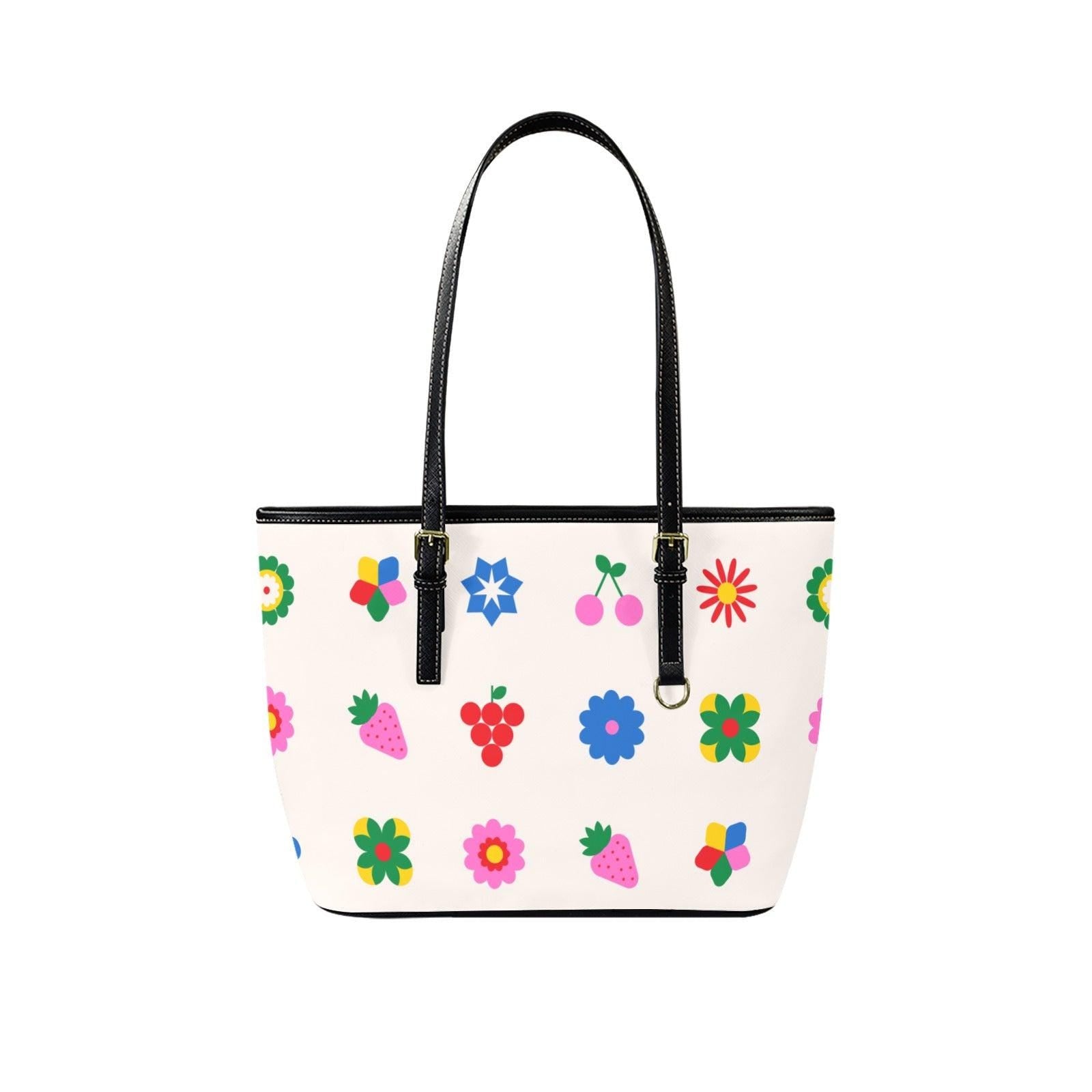 Retro Tote Bag, Fruit Print Shoulder Purse, Colorful Beach Market Bag for Summer