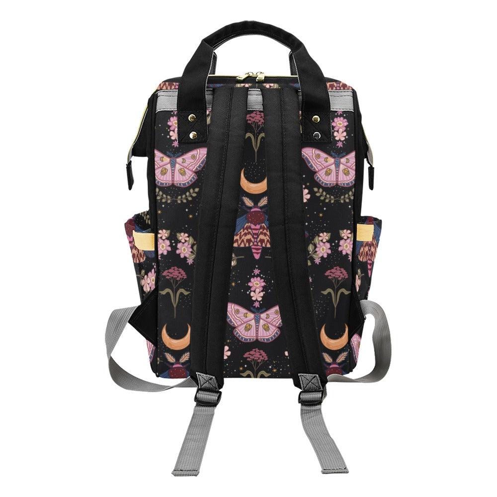 Moth Moon Backpack, Witchy Diaper Bag for Magical Moms, Celestial Baby Backpack Organizer, Dark Fairycore Travel Bag,Mystical Goth Gift Idea