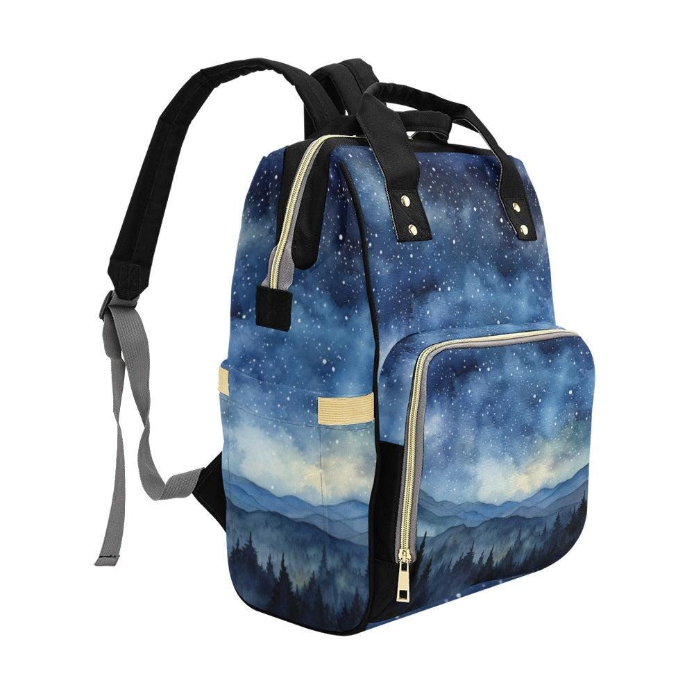 Night Sky Forest Backpack, Diaper Bag for Nature Moms, Mountain Starry Sky Baby Bag, Moody Landscape Organizer, Witchy Travel Gift for Her