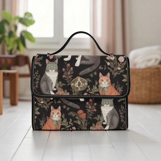 Cottagecore Cat Purse, Floral Kitty Handbag, Whimsical Cat Tote, Soft Girl Animal Bag, Aesthetic Cat Lover Gift, Vintage Garden Print Purse