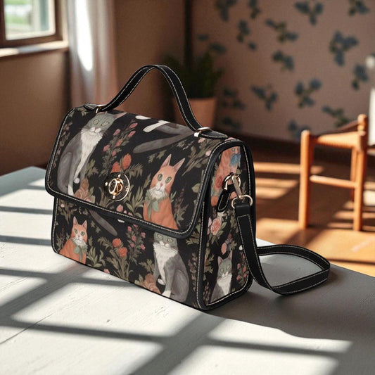 Cottagecore Cat Purse, Floral Kitty Handbag, Whimsical Cat Tote, Soft Girl Animal Bag, Aesthetic Cat Lover Gift, Vintage Garden Print Purse