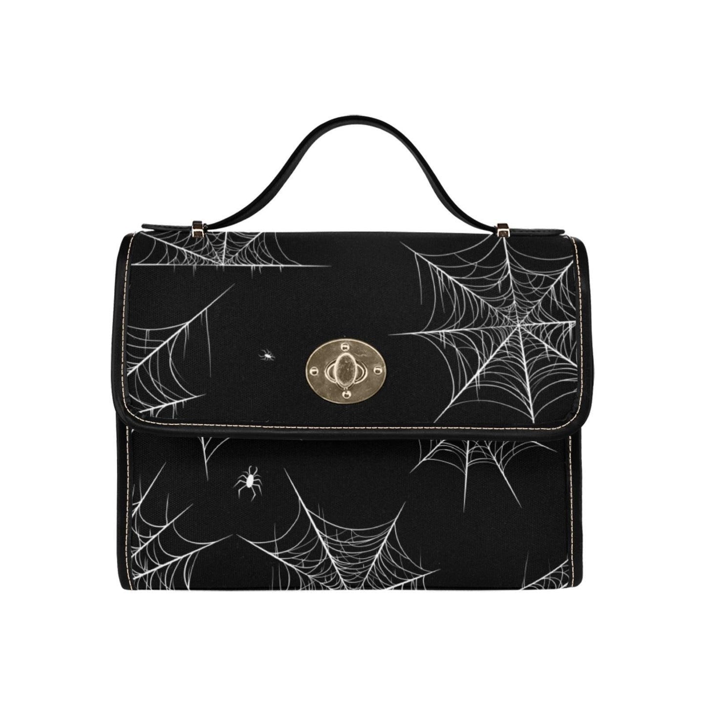 Spiderweb design purse, black spooky crossbody, Halloween goth handbag, witchcore spider satchel, creepy cute web print bag, dark alt bag