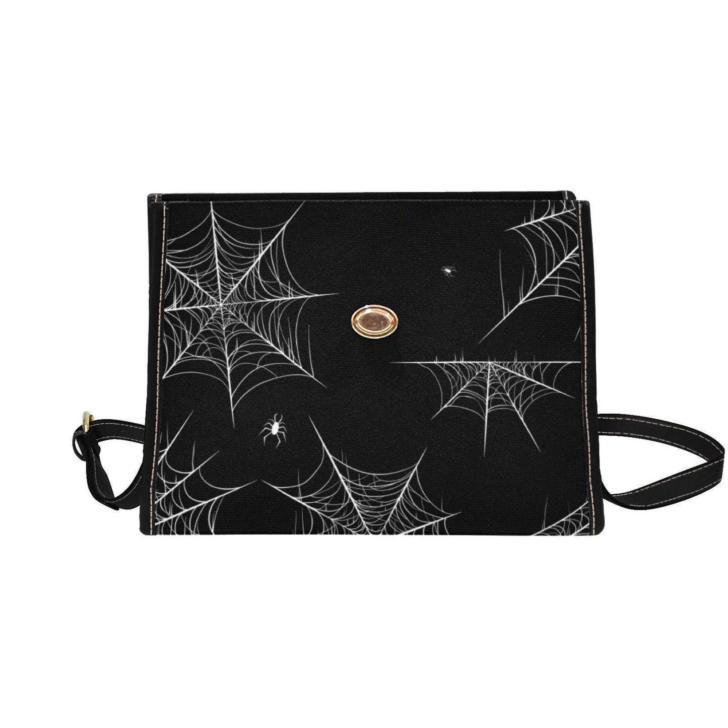 Spiderweb design purse, black spooky crossbody, Halloween goth handbag, witchcore spider satchel, creepy cute web print bag, dark alt bag